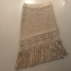 BCBG Max Azria XS Fringe and Crochet Asymmetrical Pencil Skirt